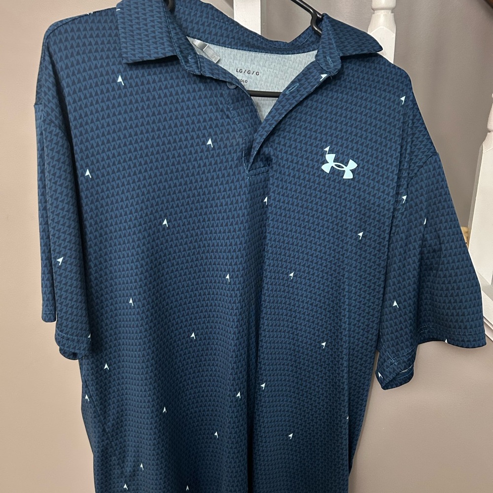 LG Men's Navy Polo Shirt with Light Blue Accents